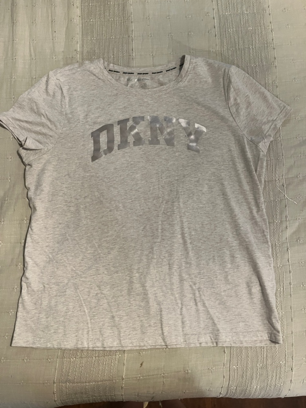 DKNY Heather beige  Tee with Silver Logo